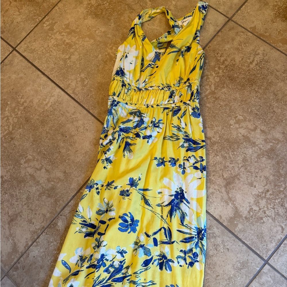 Yellow Floral Halter Dress